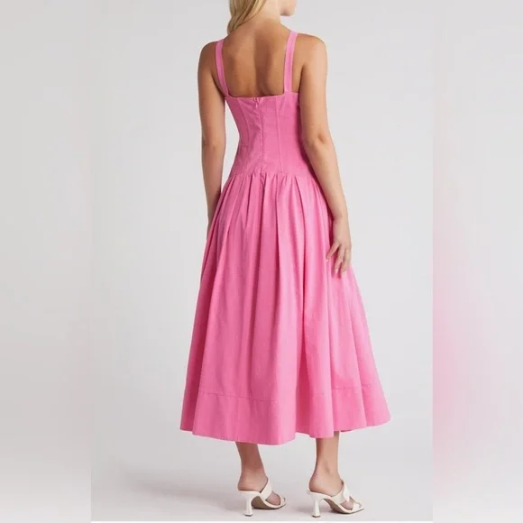 Moon River Corset Bodice Drop Waist Dress In Pink B2356 - Picture 5 of 7